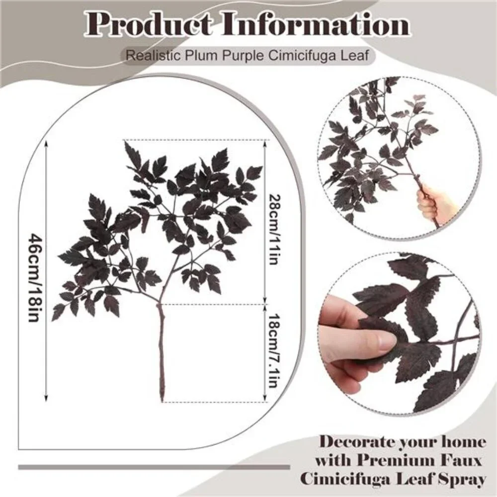 Artificial Fall Leaf Stems Faux Plum Spray Autumn Floral Branch Home Decor Set